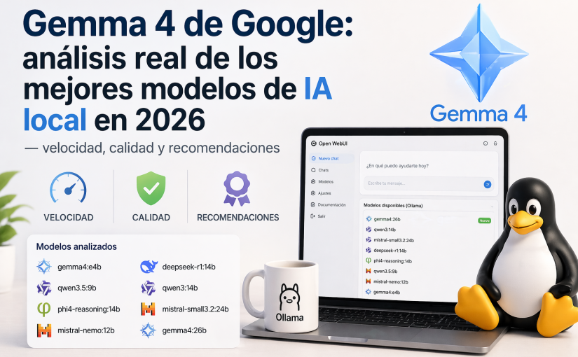 Gemma 4 de Google: análisis real de los mejores modelos de IA local en 2026 — velocidad, calidad y recomendaciones
